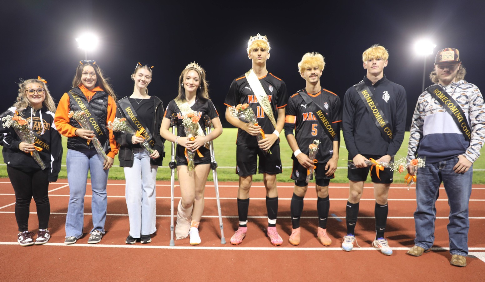 The Homecoming Court is announced in between the boys and girls soccer games