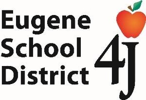 Eugene School District 4J logo with apple topping the "j"