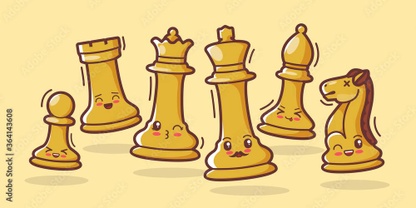 Cartoon Chess pieces with faces.