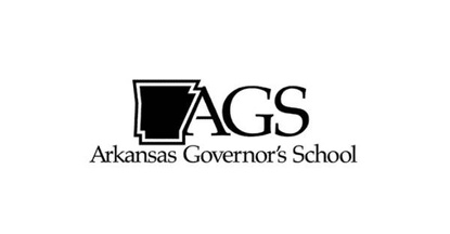 letters AGS with outline of state of Arkansas on white background; below AGS spelled out as Arkansas Governor's School