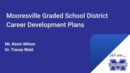 Blue graphic with the MGSD logo and the words Career Development Plans.