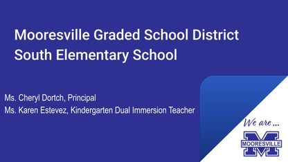 A blue and white slide with the MGSD logo and the words Mooresville Graded School District followed by Mooresville Middle School.