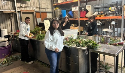 Floral students making wreaths photo