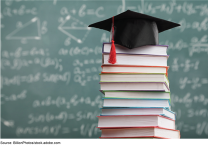 books with grad hat