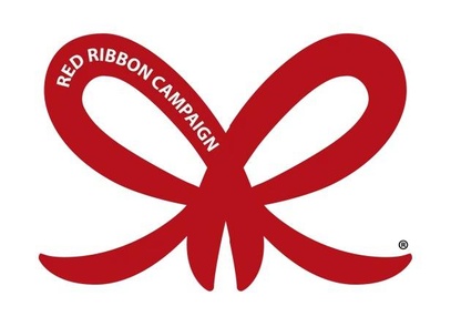 Red ribbon tied in a bow