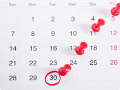 Image of sample calendar with pinned dates