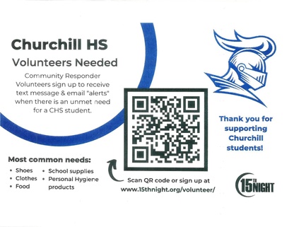 Churchill Community Responder Flyer with QR code.