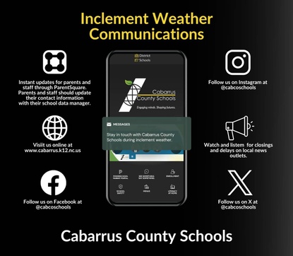 Inclement weather communications graphic.