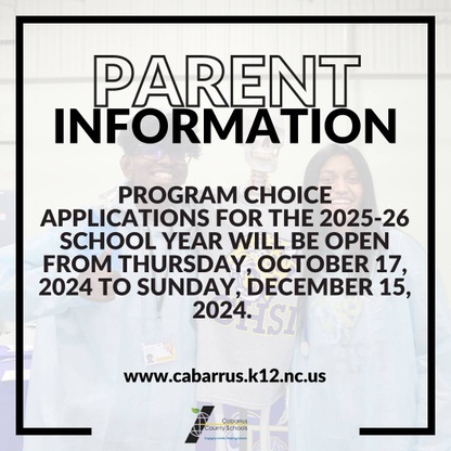 PROGRAM CHOICE Applications for the 2025-26 school year will be open from Thursday, October 17, 2024 to Sunday, December 15, 2024. 