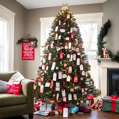 christmas tree with tags