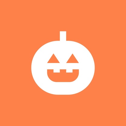 White jack-o-lantern on orange background