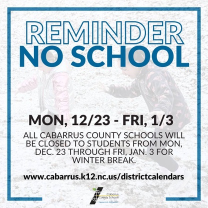 Winter break for all students is Dec. 23rd through January 3rd.