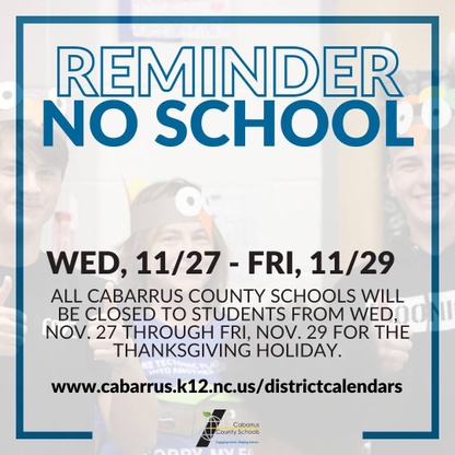 No school Nov. 27-29 graphic.