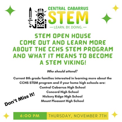 CCHS STEM Open House will be on November 7 at 6:00 PM