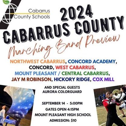 Graphic for Cabarrus County Marching Band preview.