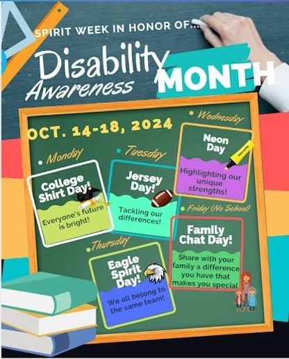 Flyer showing each spirit day with pictures.