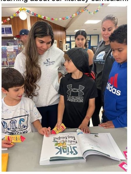 Pictured above students showing their families the HMH Into Reading curriculum at Dunning Elementary’s Fall Curriculum Night