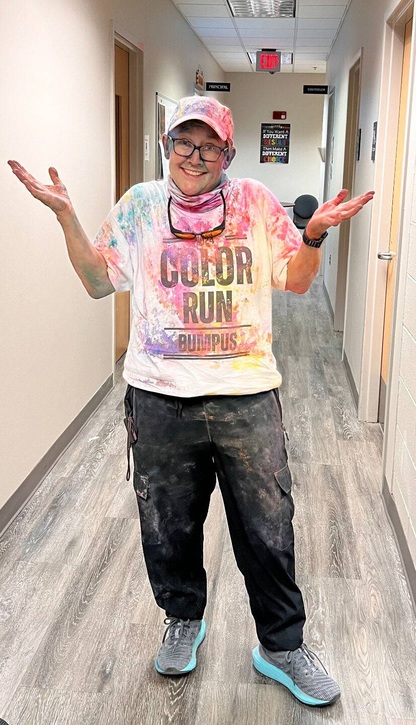 Donna Burke in her Color Run shirt