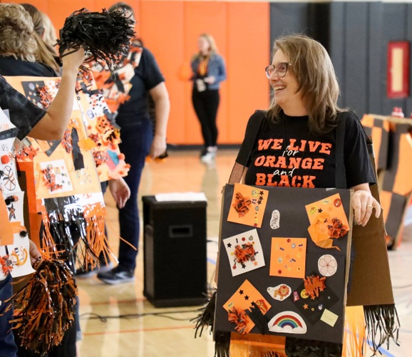 Students at a pep assembly