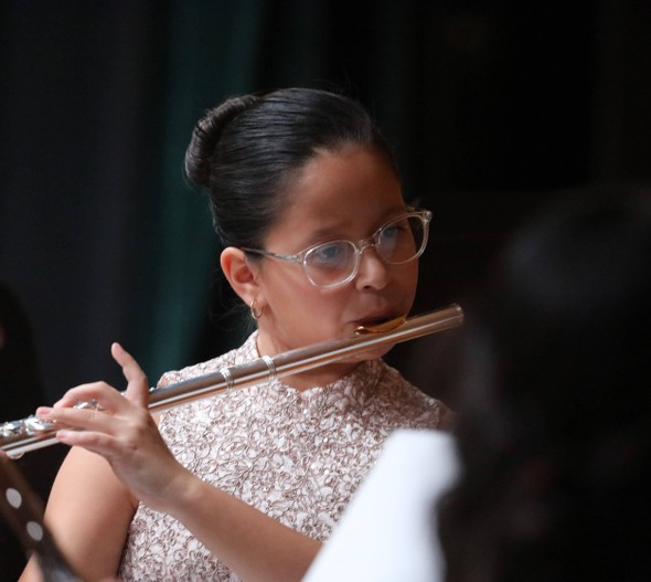 A member of the Fifth and Sixth Grade Band performs.