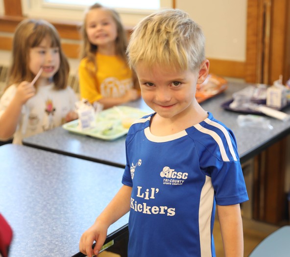 Students wearing sports jerseys 