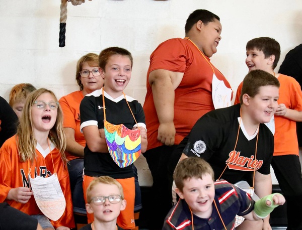 Students at a pep assembly