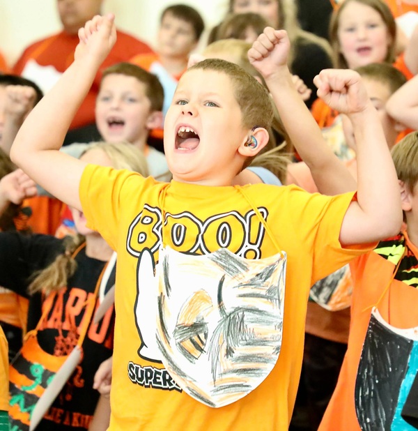 Students at a pep assembly