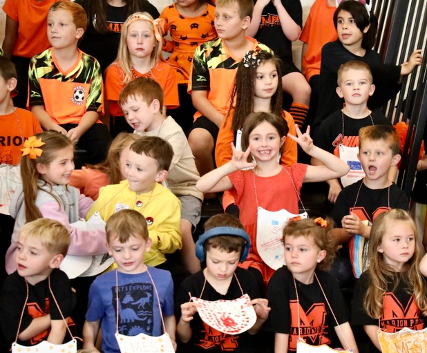 Students at a pep assembly