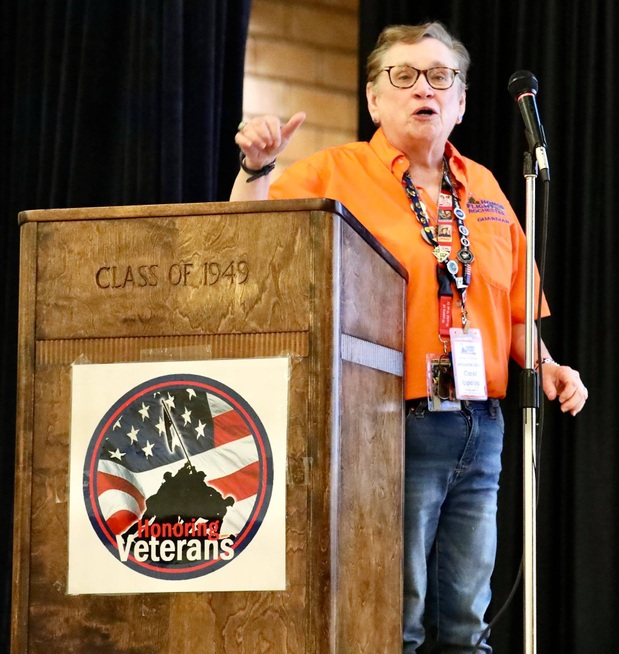 Event organizer Sue Taylor speaks at the Assembly 