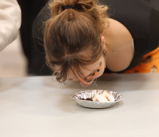 Students participate in the pudding eating contest 