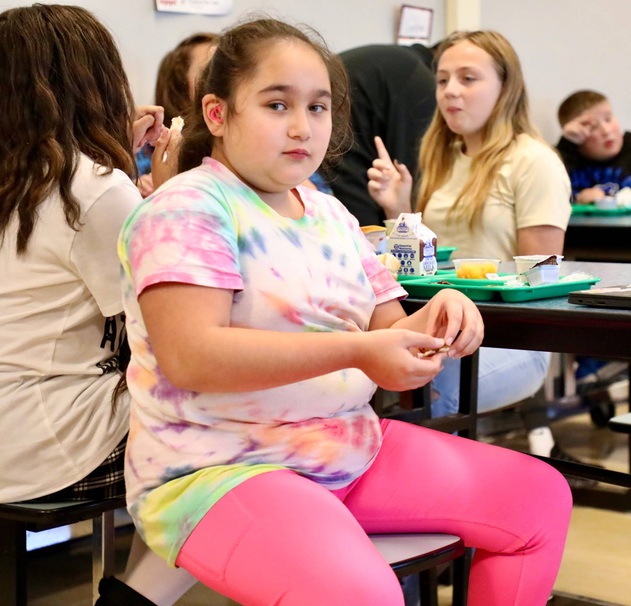 Students dressed in bright colors for Neon Day. 