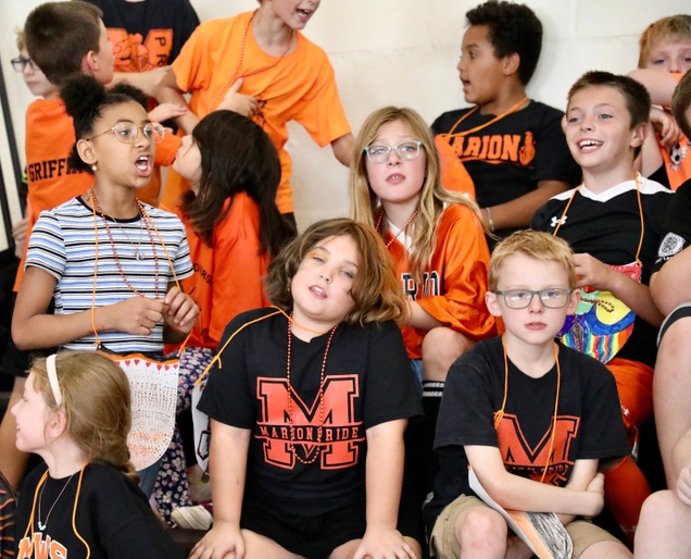 Students at a pep assembly