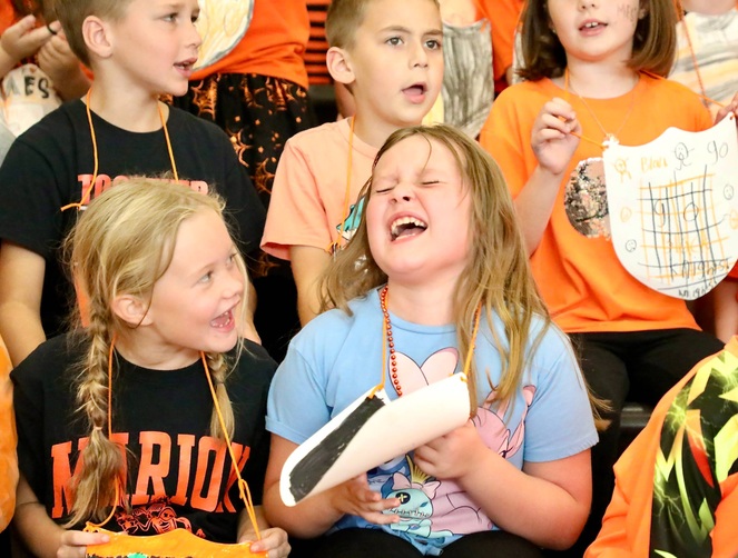 Students at a pep assembly