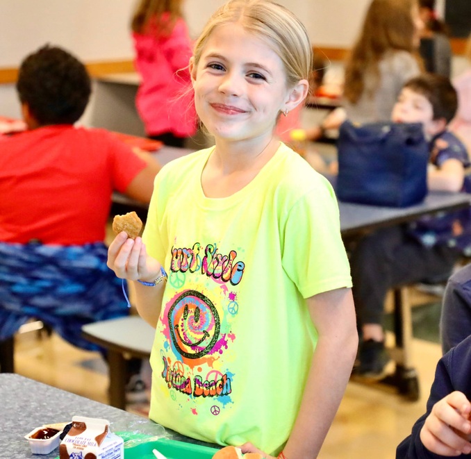 Students dressed in bright colors for Neon Day. 