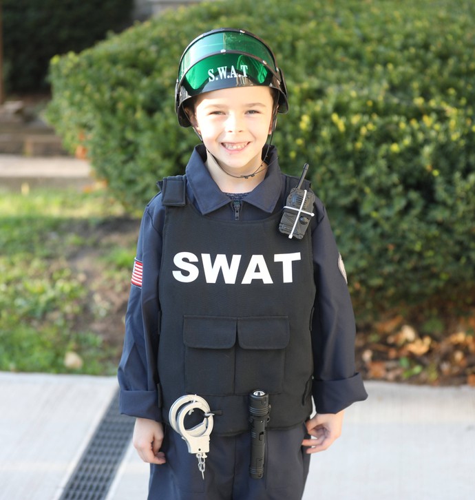 A student in the K-2 costume parade