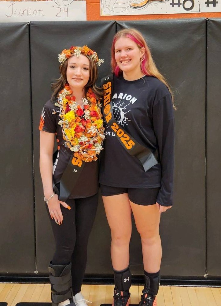 Senior athletes on girls volleyball team