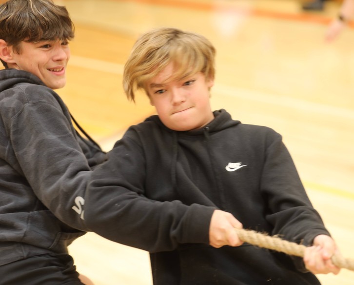 Students participate in the tug-of-war