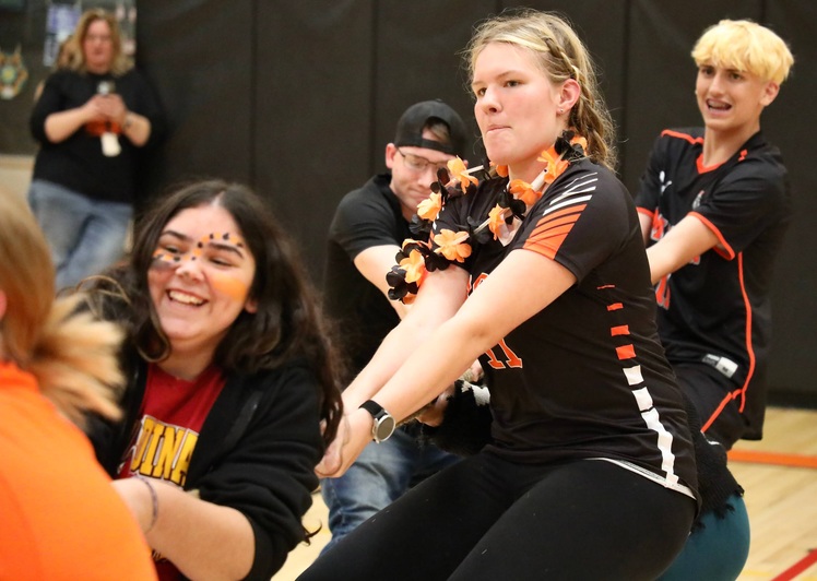 Students participate in the tug-of-war