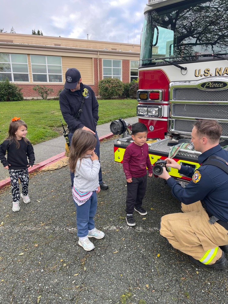 fire fighters with preschoolers