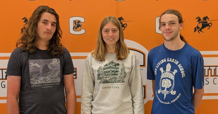 National Merit Semifinalists (l to R): Nate Ogden-Amt, Hazel Conklin, and River Lewis