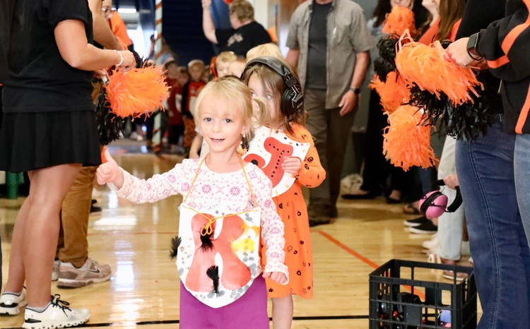 Students at a pep assembly