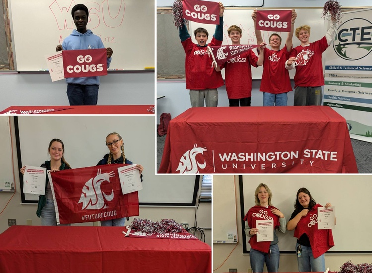 Four students celebrate being accepted to WSU