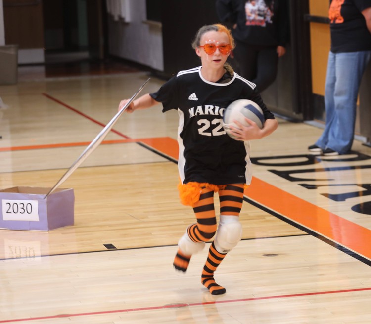 Students participate in a relay race