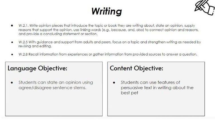 Writing Standards Sample