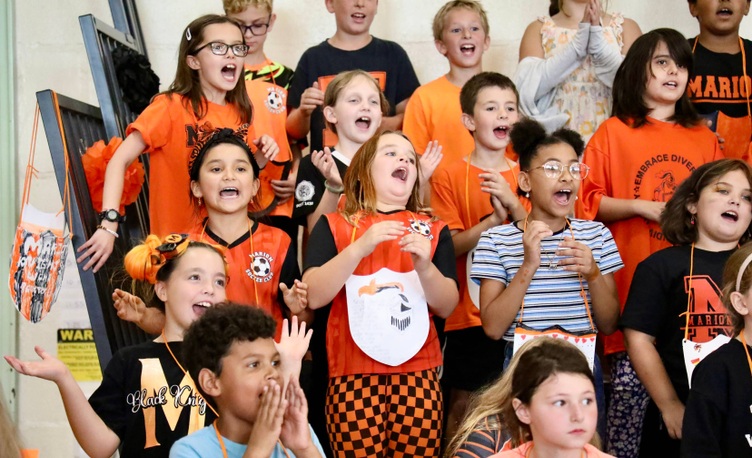 Students at a pep assembly