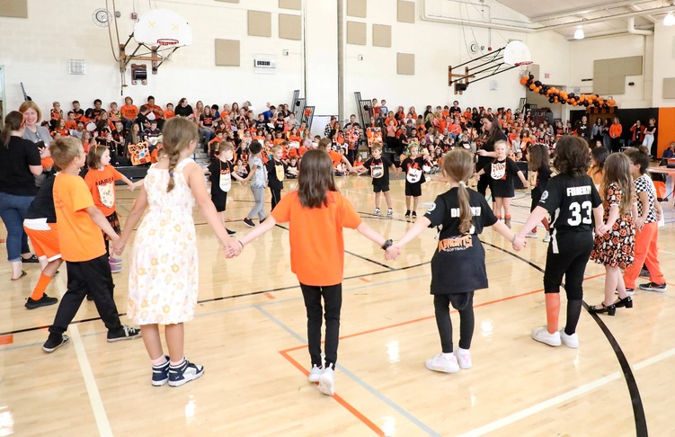 Students at a pep assembly