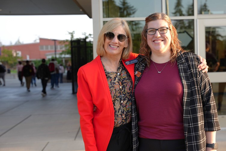 school board president lynn goebel and NAS Whidbey School Liaison Jaime Thompson