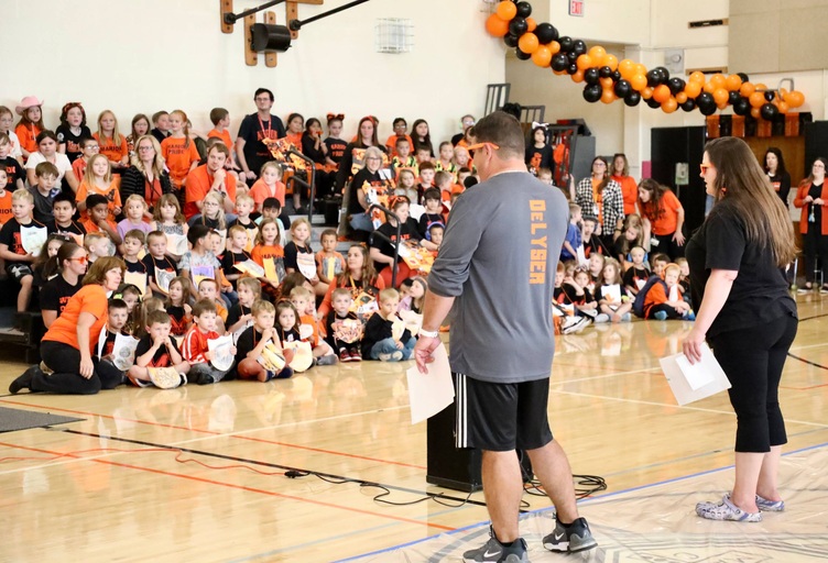 Students at a pep assembly