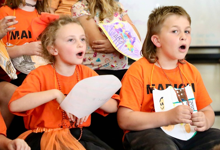 Students at a pep assembly