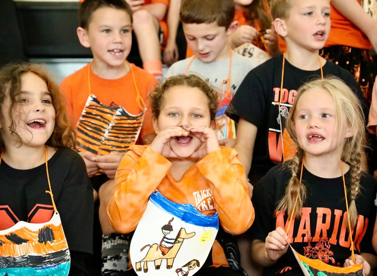 Students at a pep assembly